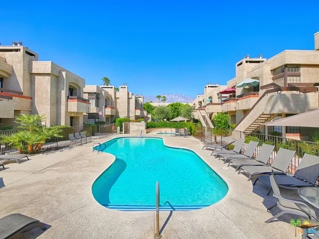One of two pools and spas is right off t