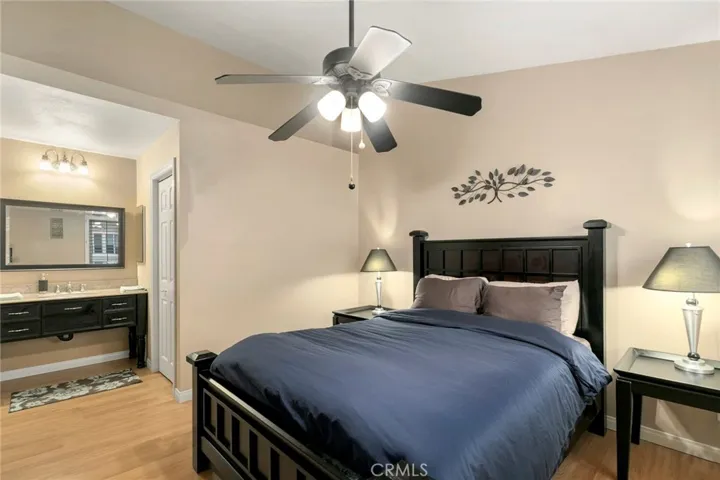 Spacious master bedroom has walk-in closet and en suite bath.