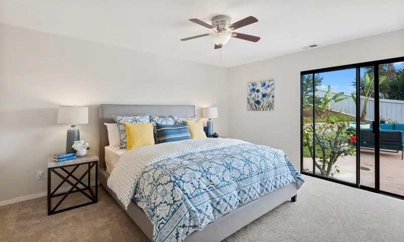 Looks out onto pool area.  Great to wake up to.