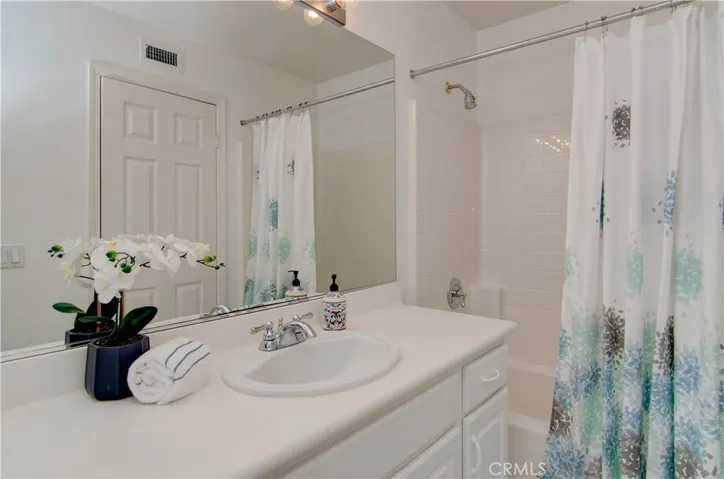 Downstairs FULL bath with large vanity area and tub/shower.