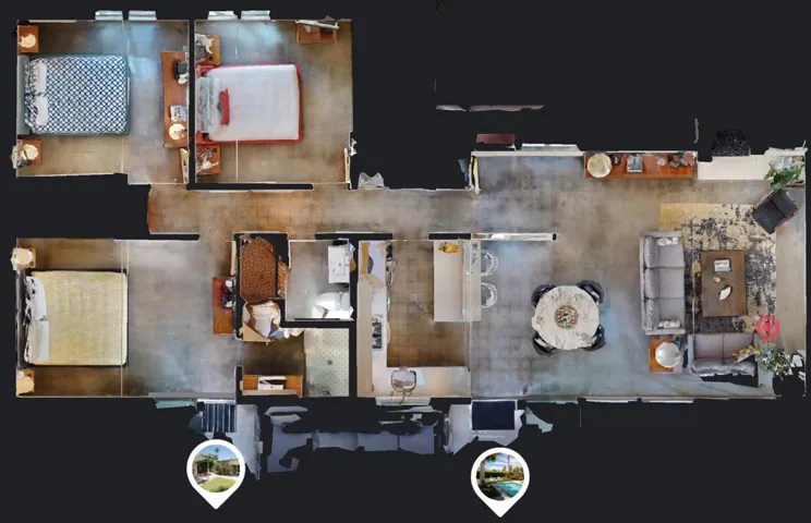 Fly over floor plan view