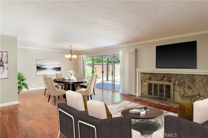 Virtually Staged Living Room and Dining Area