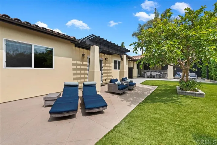Synthetic grassy area great for lounging