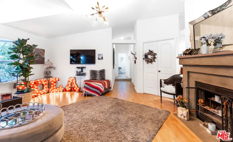 Modern wood burning fireplace