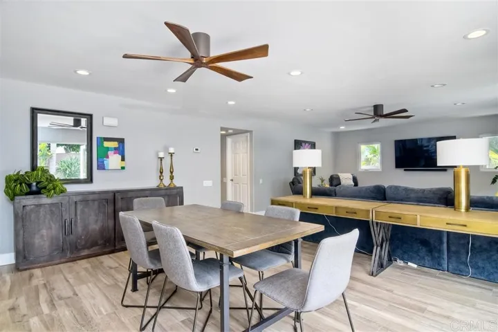 Kitchen opens to dining area and a great room.