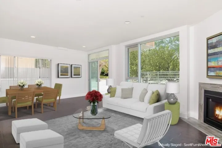 Living/dining area vrtually staged