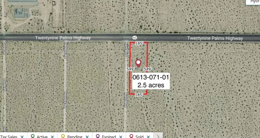 2 .5 Acres On Hwy 62 Near Kern Boulevard, 29 Palms, California 92277, ,Land,For Sale,Acres On Hwy 62 Near Kern,219058523DA