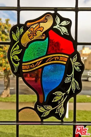 Character stained gla front living room window