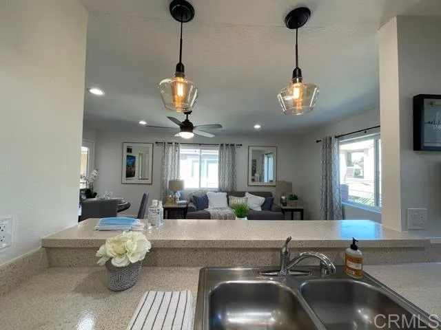 Upgraded counter top and hanging light fixtures