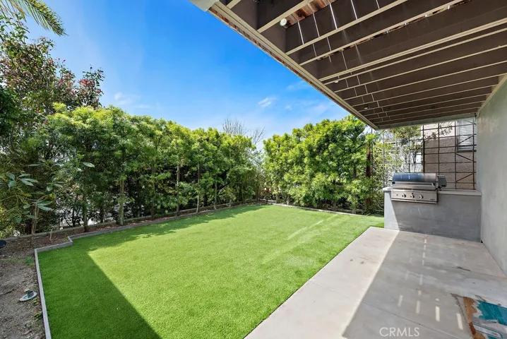 This is the back yard.  The grass is artificial turf, so no maintenance is required!