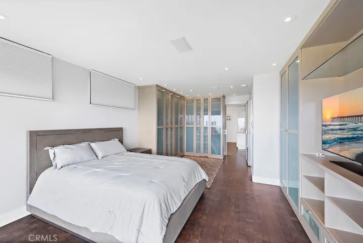 This is the master bedroom.  Note the sleek, custom-built closets!