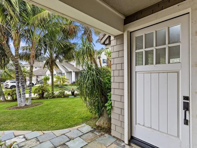 Front entry looking out to lovely front yard.