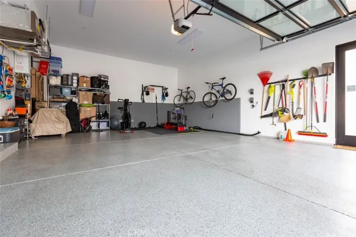 Roomy garage with sealed flooring