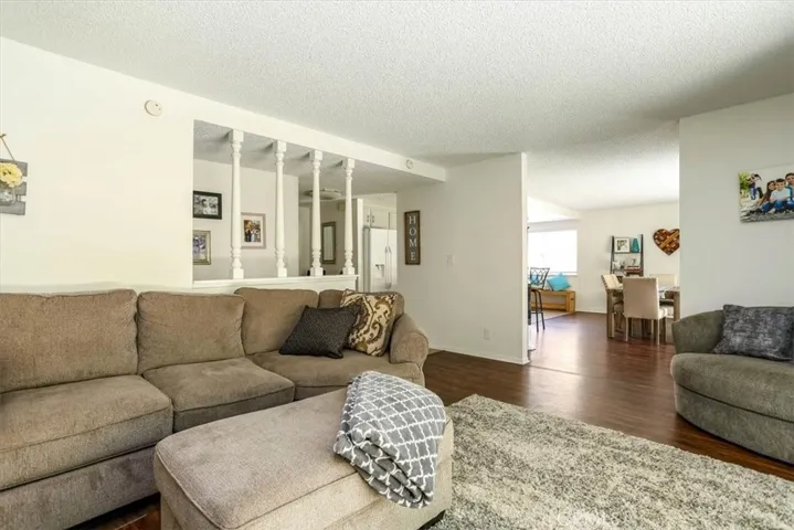 Floor plan fairly open to family room and kitchen.