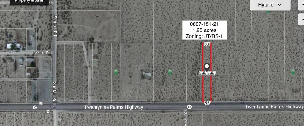 1 .25 Acres Hwy 62 Near Sunfair Road, Joshua Tree, California 92252, ,Land,For Sale,Acres Hwy 62 Near Sunfair,219067489DA