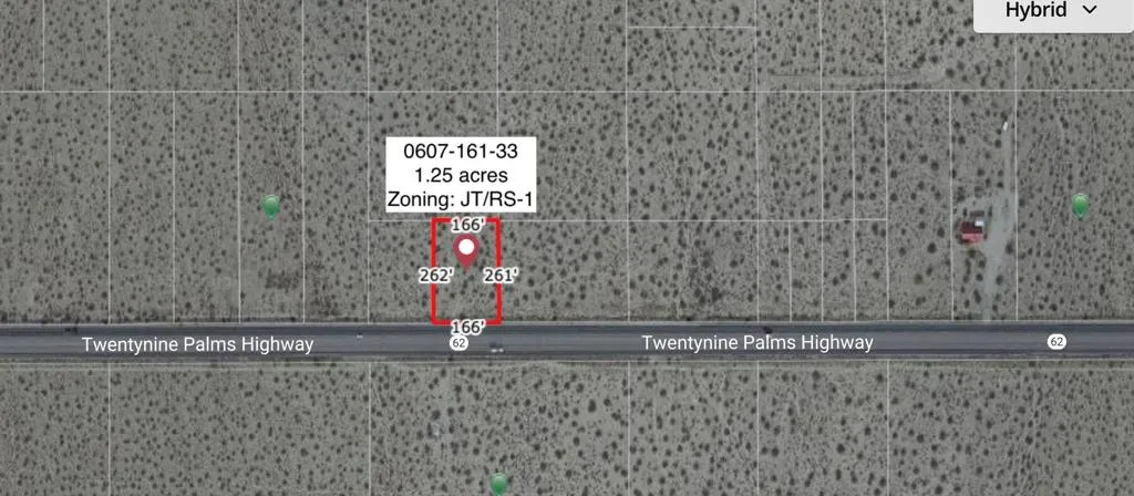 1 .25 Acres On Hwy 62 Near Sunfair Road, Joshua Tree, California 92252, ,Land,For Sale,Acres On Hwy 62 Near Sunfair,219067490DA