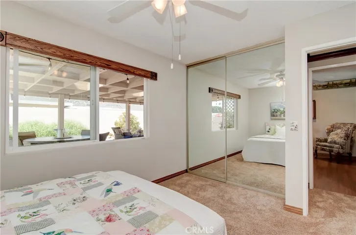 Large wardrobe closets and ceiling fans in all bedrooms...this one with mirrored doors.