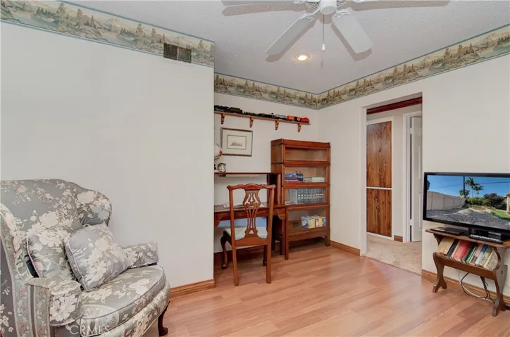 Wardrobe doors in this third bedroom could be easily installed to create enclosed closet space if desired.