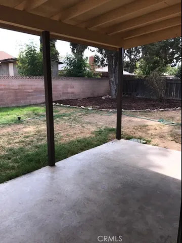 Backyard with covered patio
