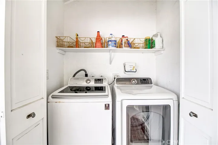 Laundry outside on covered porch