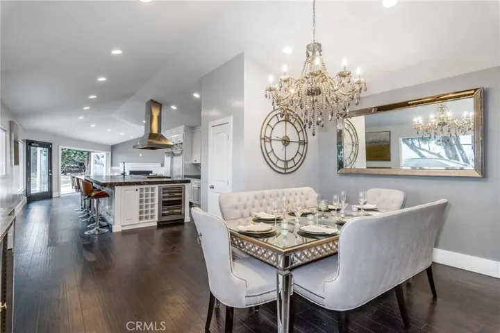 Large Chandelier in dining area.