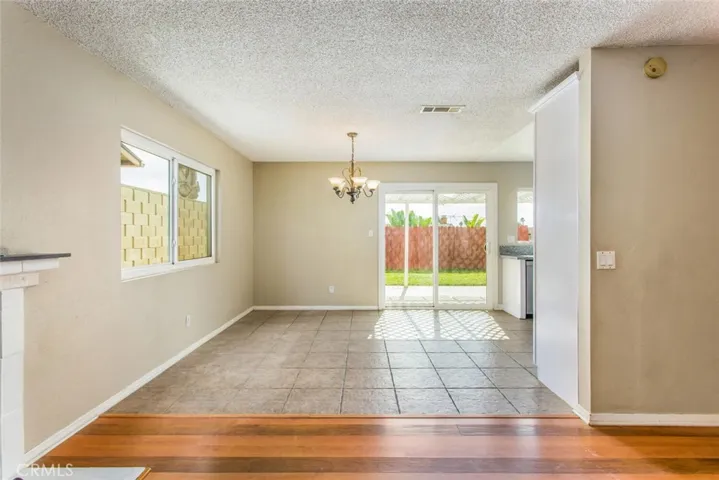 Dining room with tile flooring