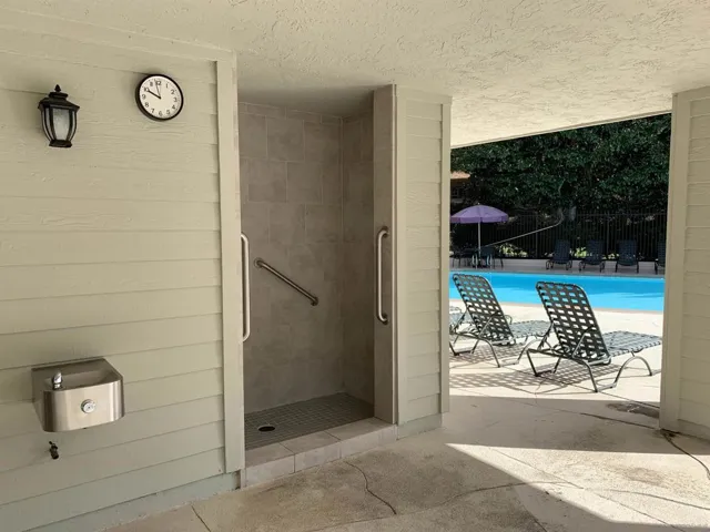 Outdoor shower at pool area