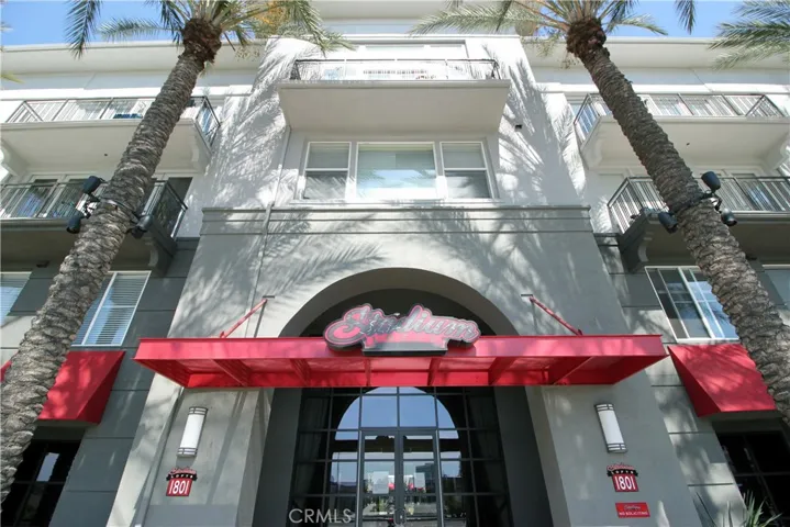 Front entrance to the building on E Katella Ave