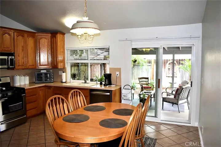 Kitchen leading out to the covered patio area.