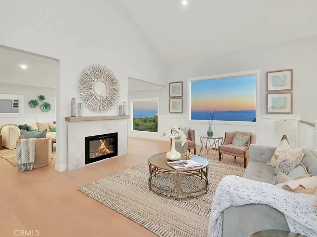 Living room with remote-control electric fireplace