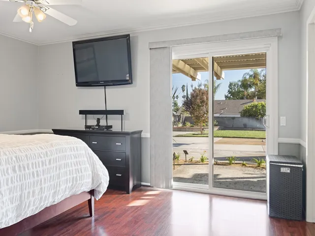 Master with slider which opens to rear yard