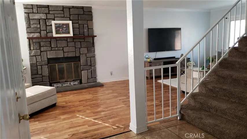 fireplace and stairs