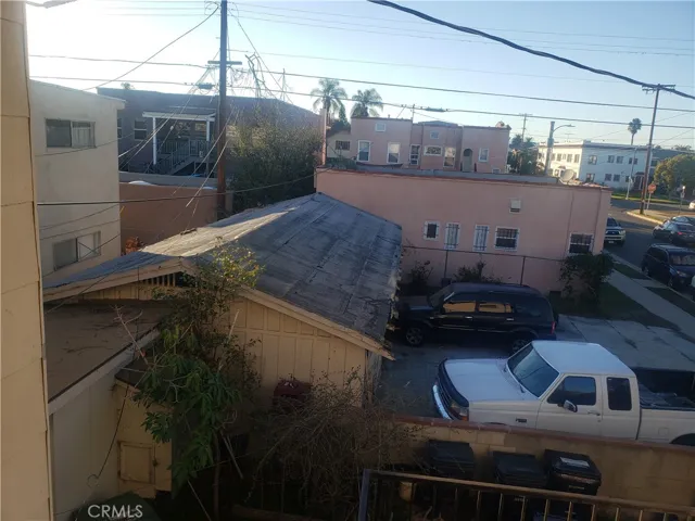 View of garage roof from upper back landing