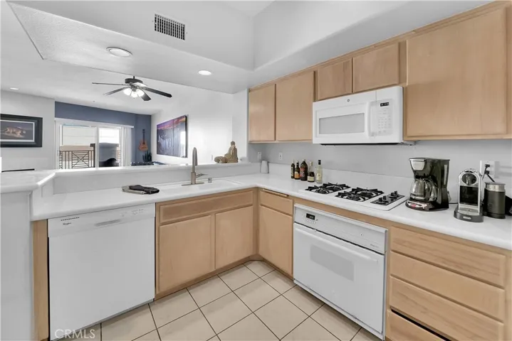 Kitchen open to living area