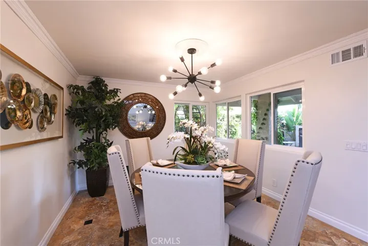 Dining room ready for holiday gatherings.