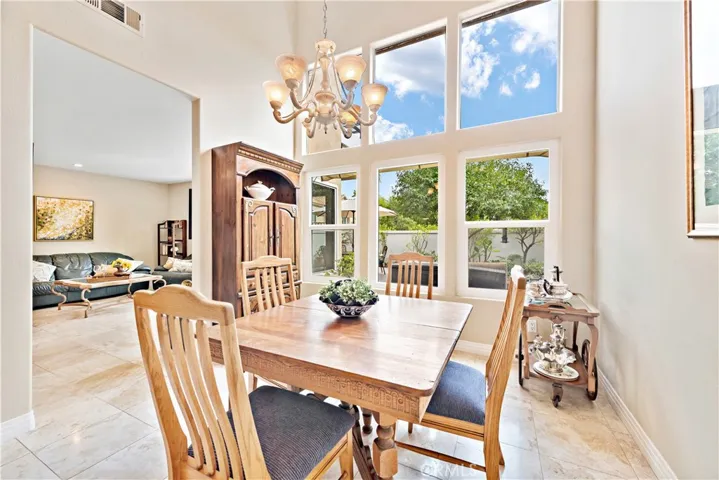Dining Area with Garden and Blue Sky View