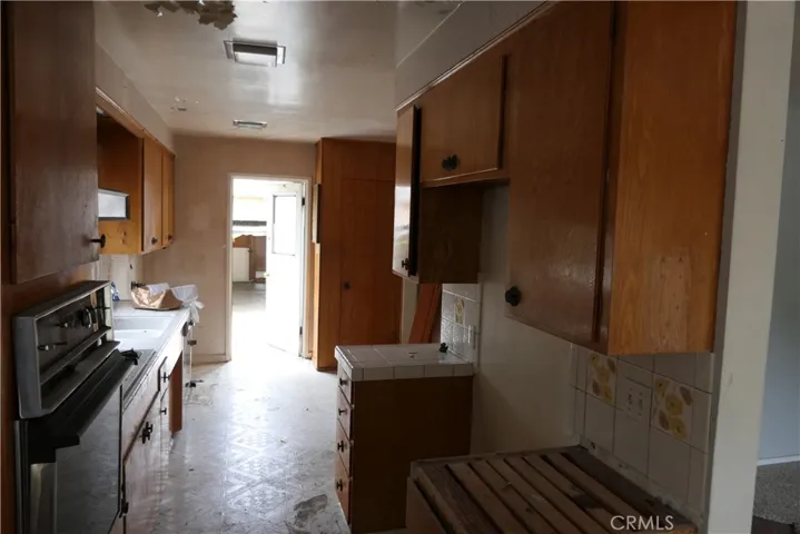 Galley kitchen from dining nook