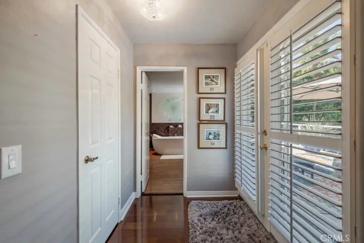 Walk in closet on the left, doors to huge deck on the right