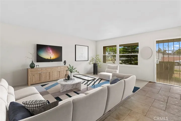 Living room is virtually staged.