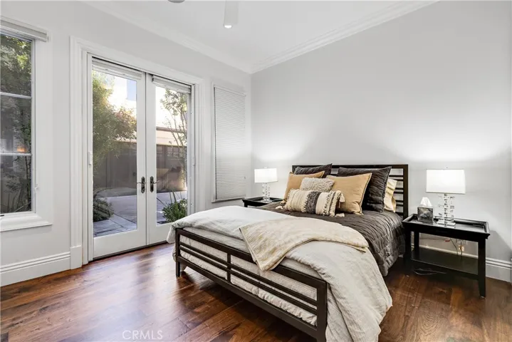 Main level bedroom #1 with french doors.