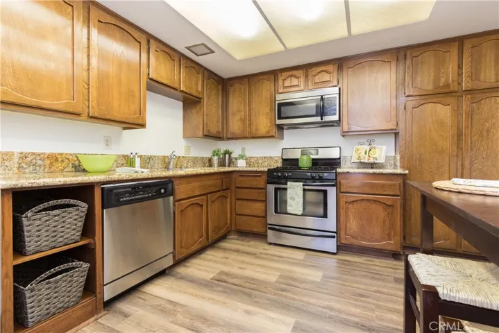 Beautiful kitchen with stainless steel appliances and granite counters.