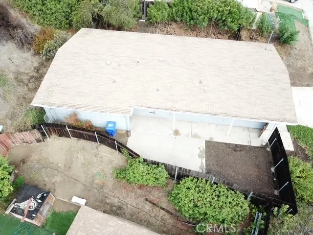 Aerial view to show front patio area.