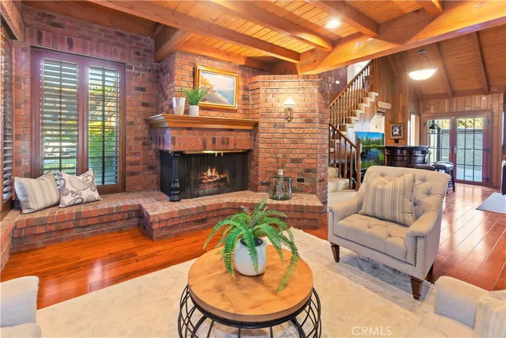 Lounge with cozy fireplace