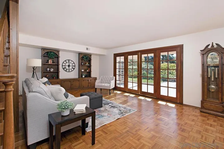 Open the french doors to the patio for true indoor/outdoor living.
