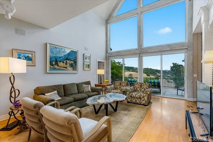Cathedral ceiling in living room
