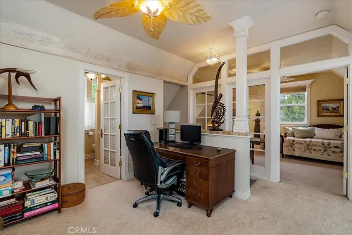 Loft office overlooking living room