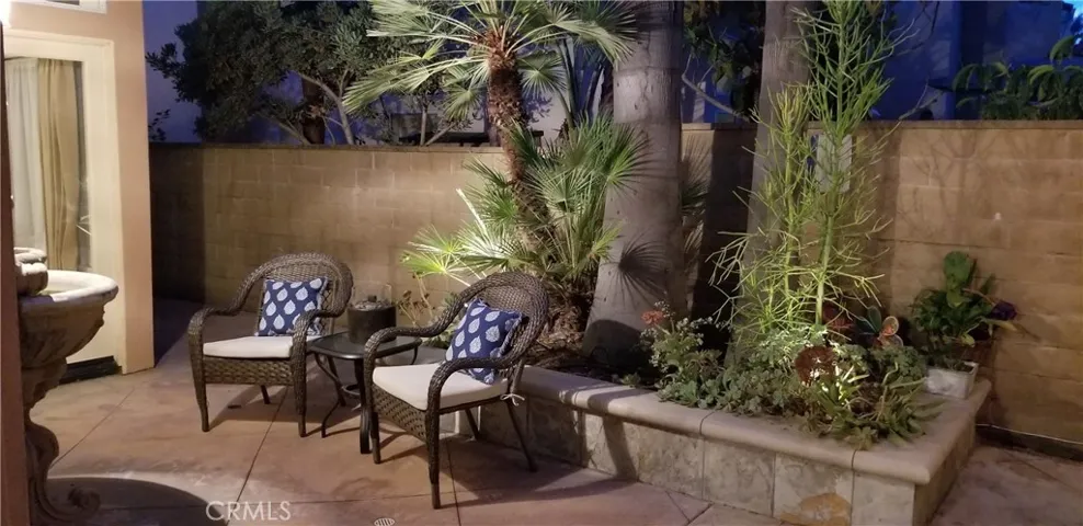 Relaxing by the fountain at night
