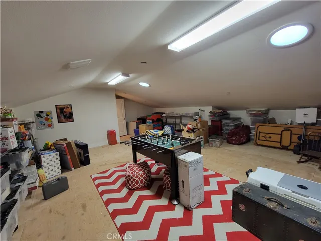 Fully drywalled storage or gameroom area.