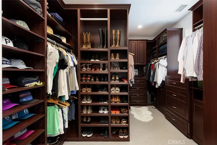 Spacious walk-in closets