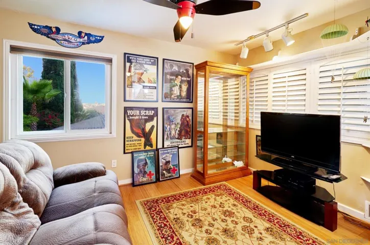 One of four bedrooms, this one is used as a media room.